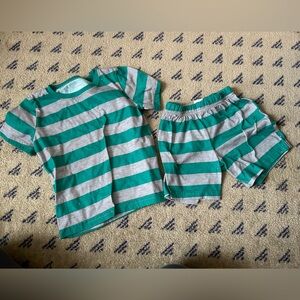 Green and Gray Striped Kids' Pajamas